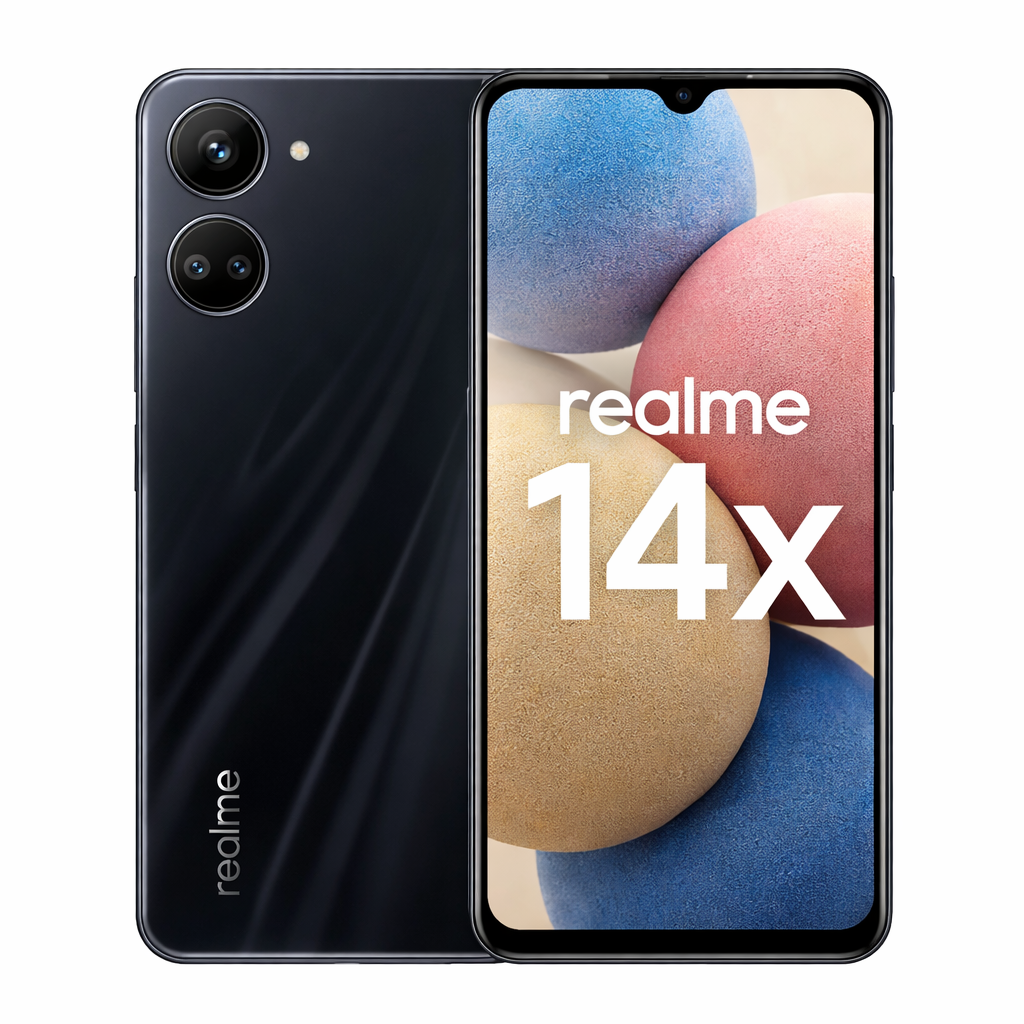 realme 14x noir vue avant et arrière smartphone 5G pas cher 2026