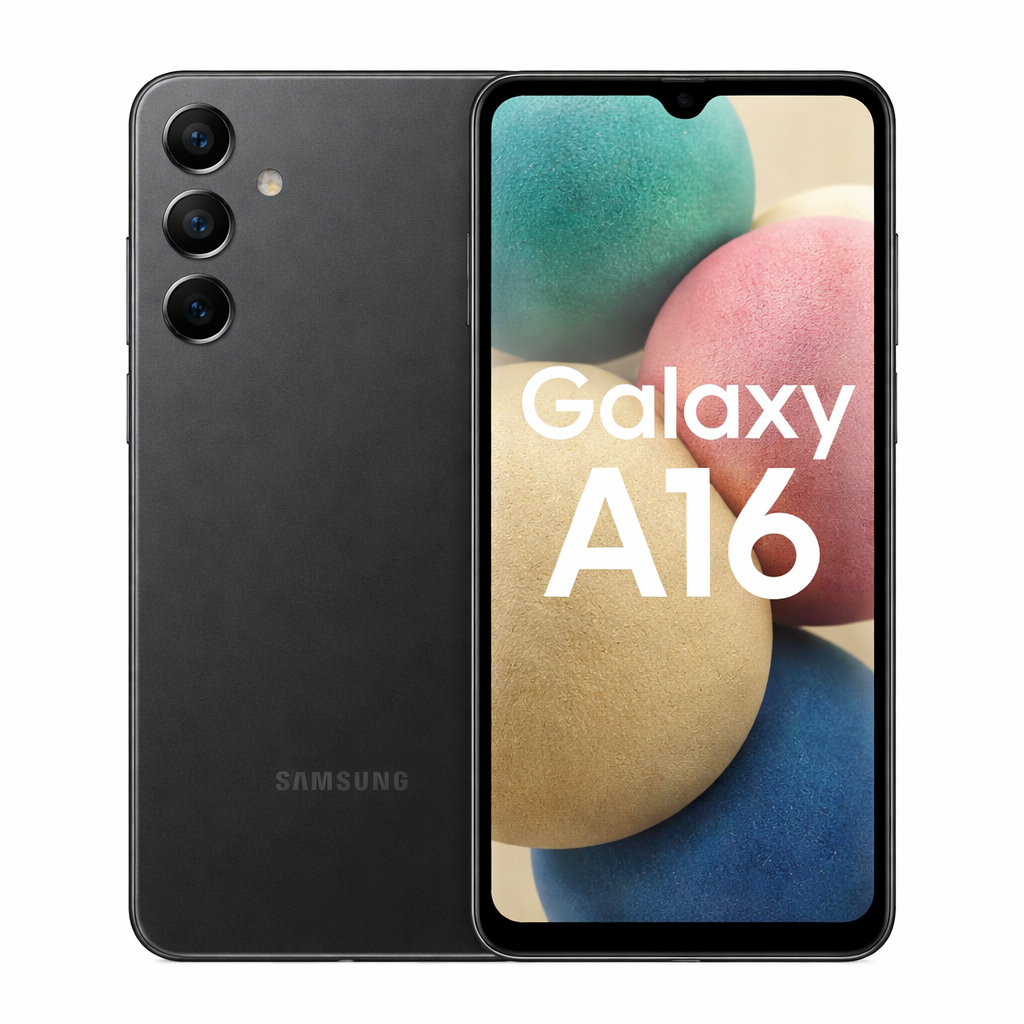 Samsung Galaxy A16 noir vue avant et arrière smartphone pas cher 2026