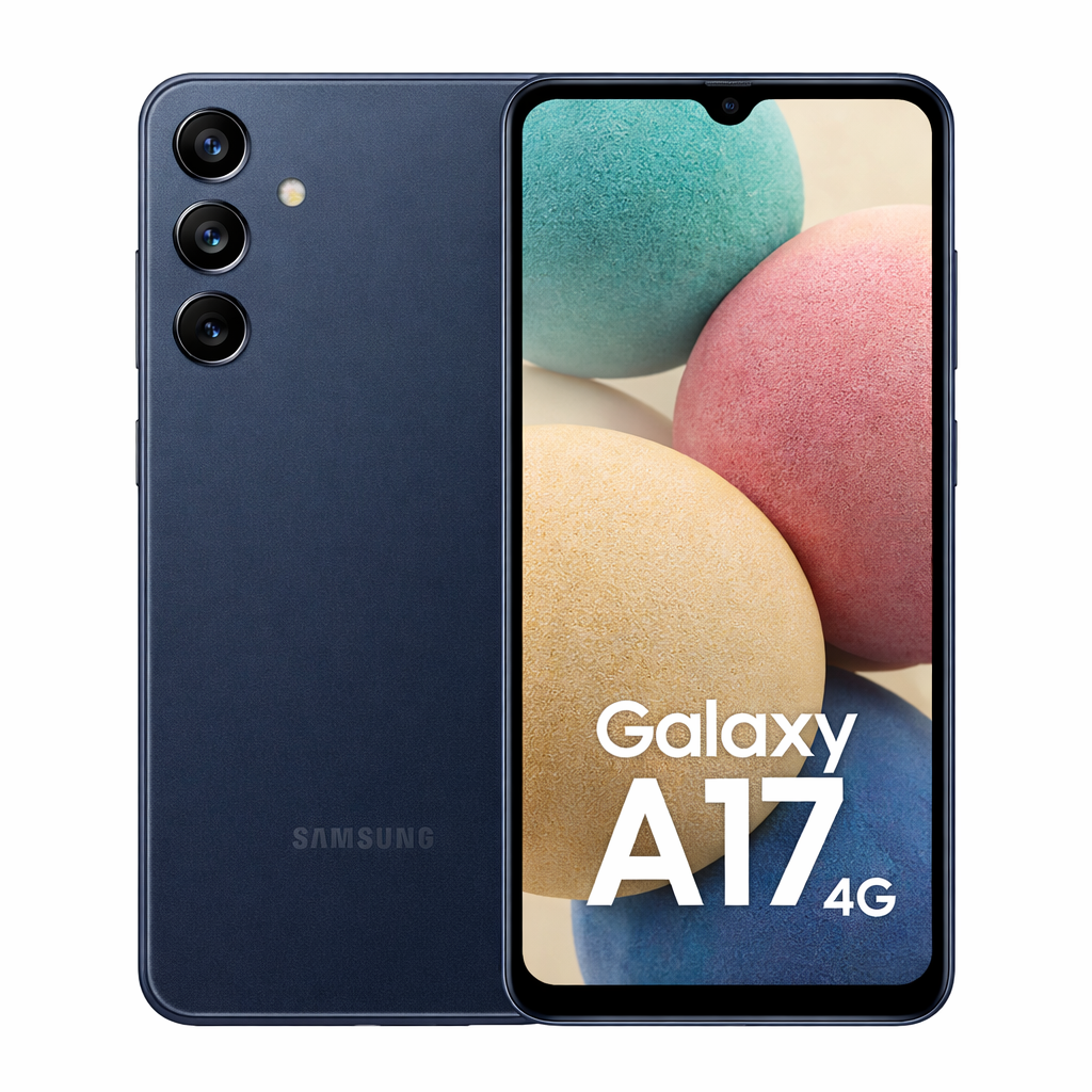 Samsung Galaxy A17 4G bleu vue avant et arrière smartphone pas cher 2026