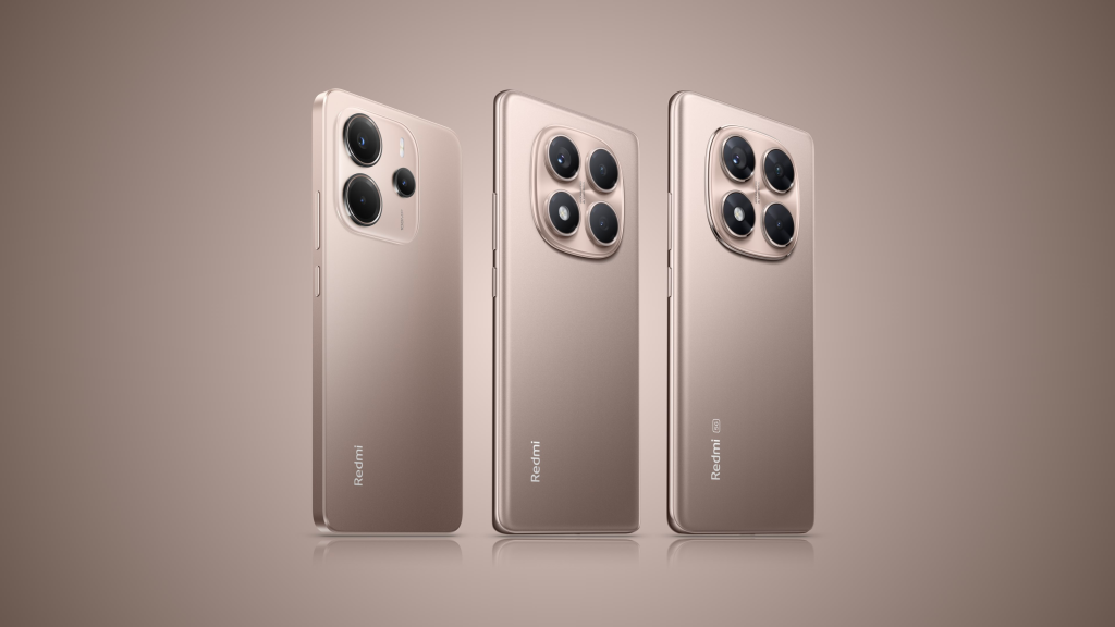 Redmi smartphone couleur or champagne vue arrière avec triple module photo