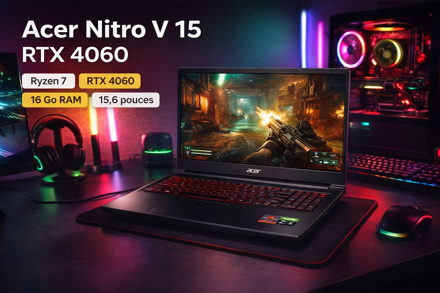 PC portable gaming Acer Nitro V 15 ANV15-41-R1JV RTX 4060