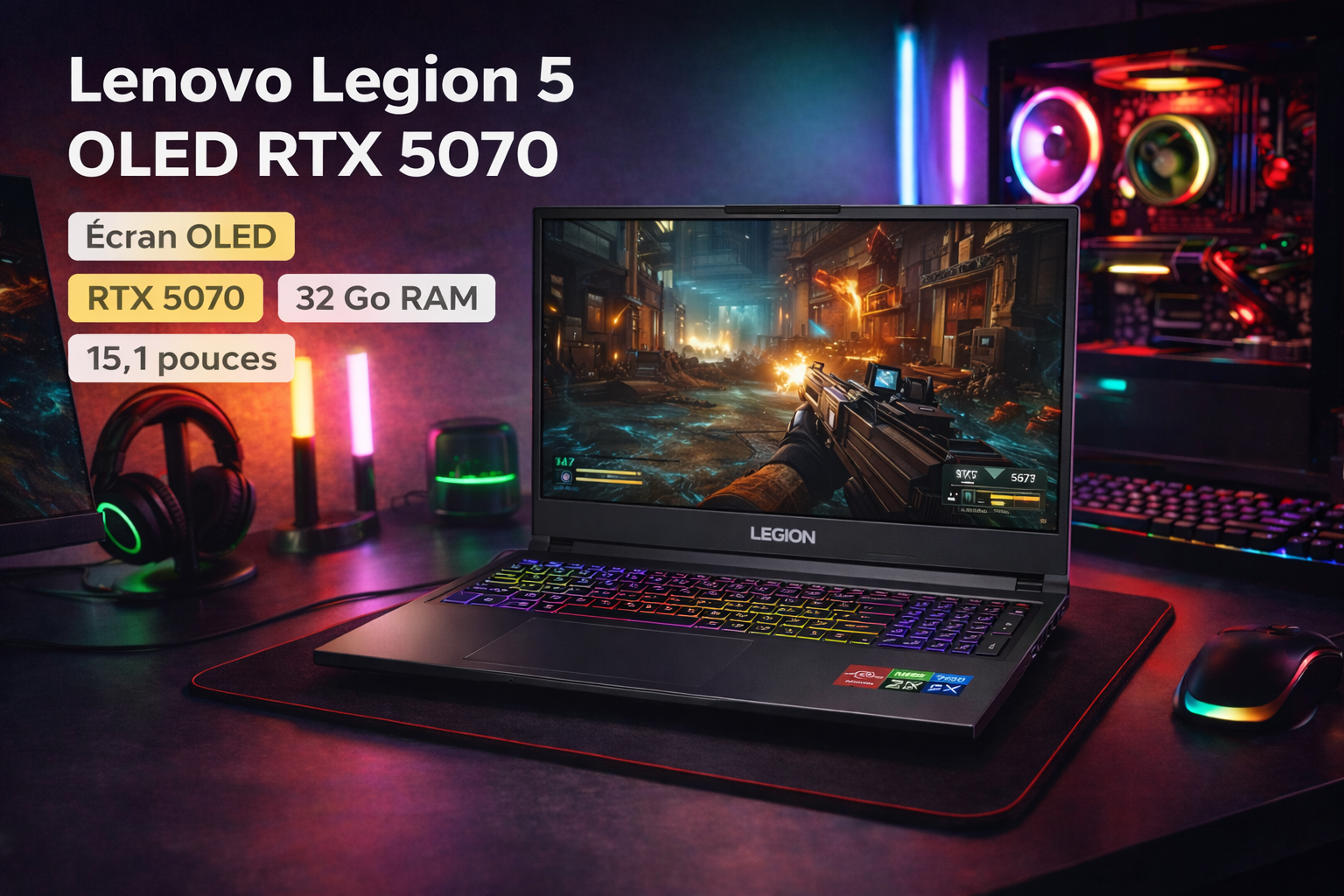 PC portable gaming Lenovo Legion 5 15IRX10 OLED RTX 5070
