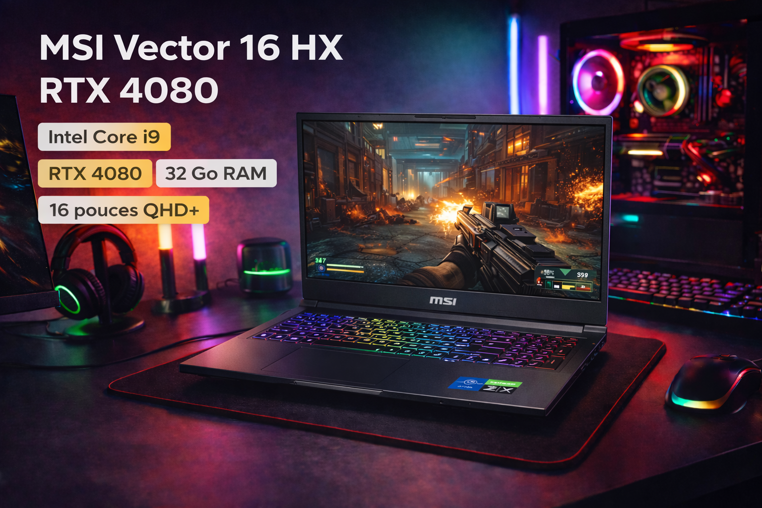 PC portable gaming MSI Vector 16 HX AI A2XWHG RTX 5070 Ti