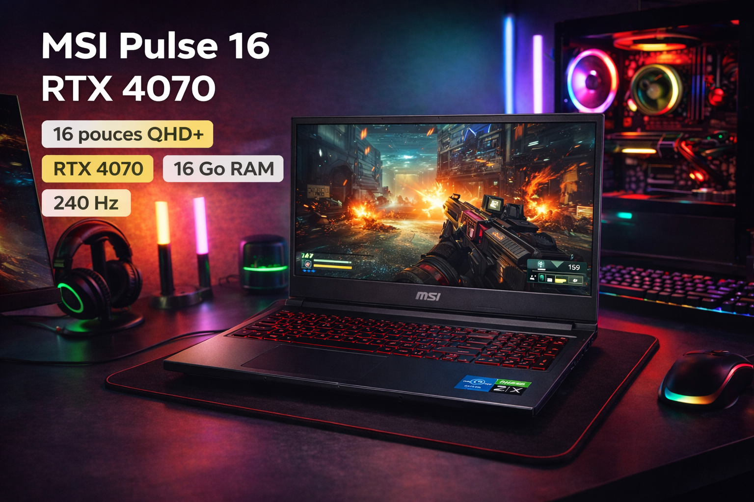 PC portable gaming MSI Pulse 16 AI C1VGKG-010FR RTX 4070