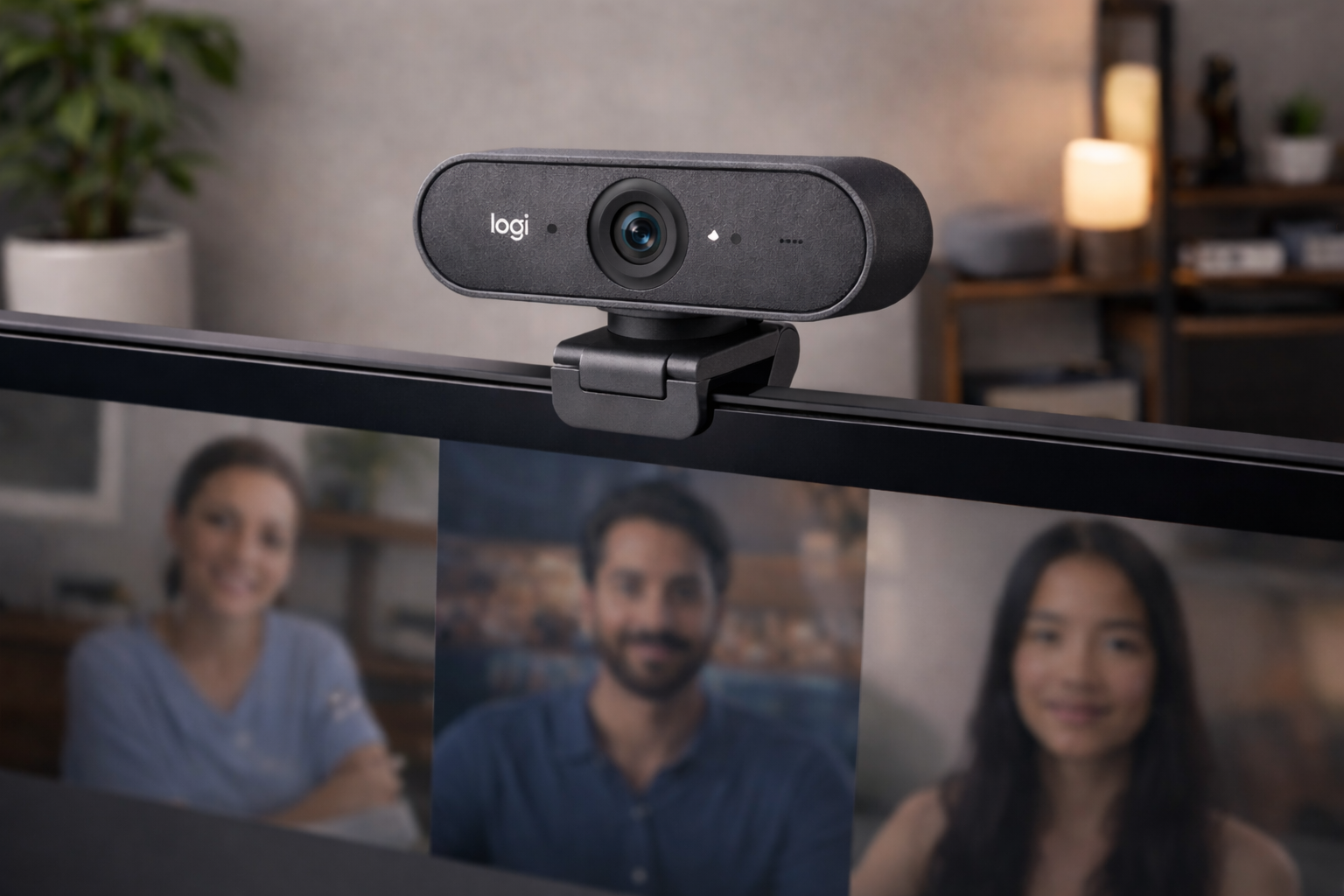 Webcam Logitech Brio 500 en bureau